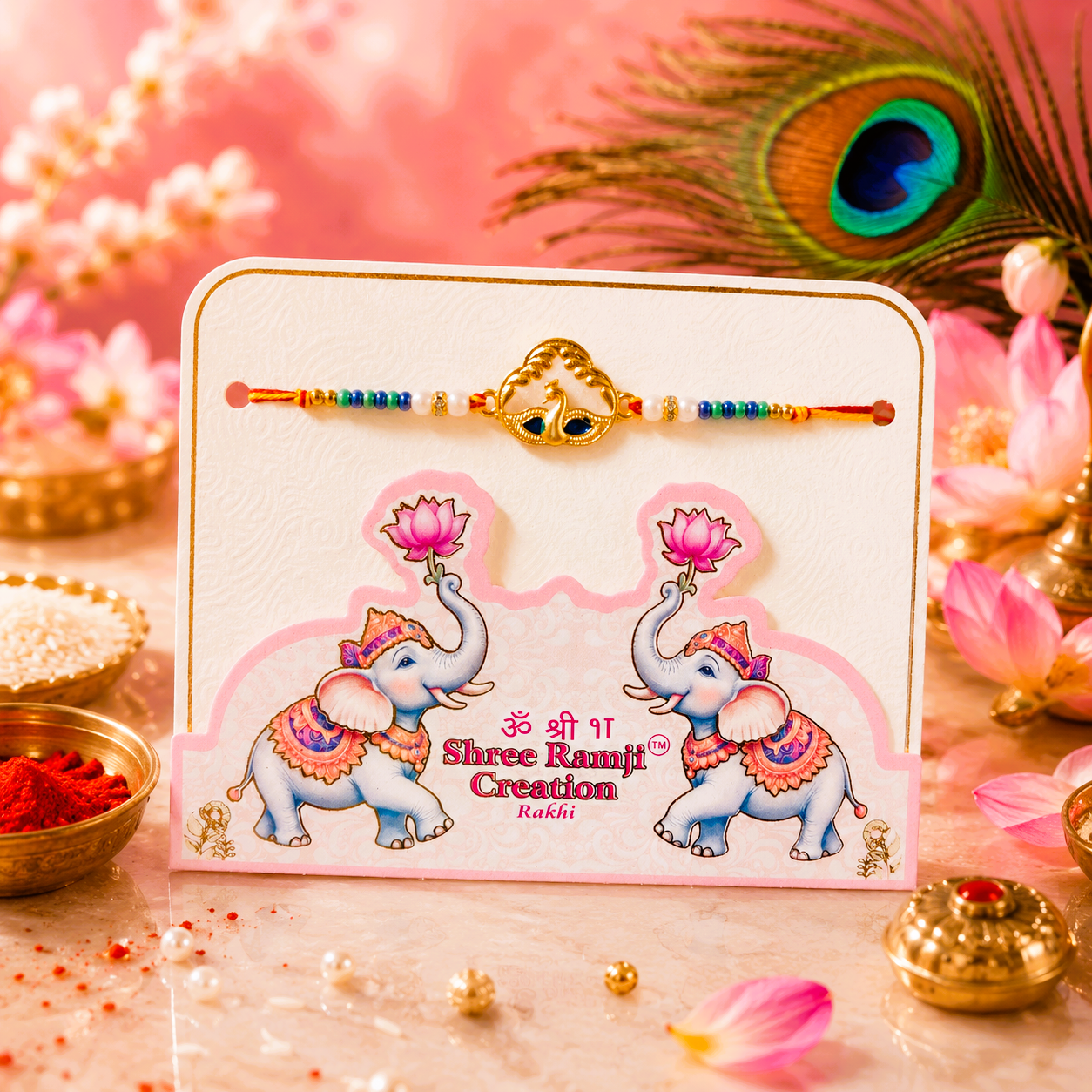 Royal Peacock Pearl Rakhi