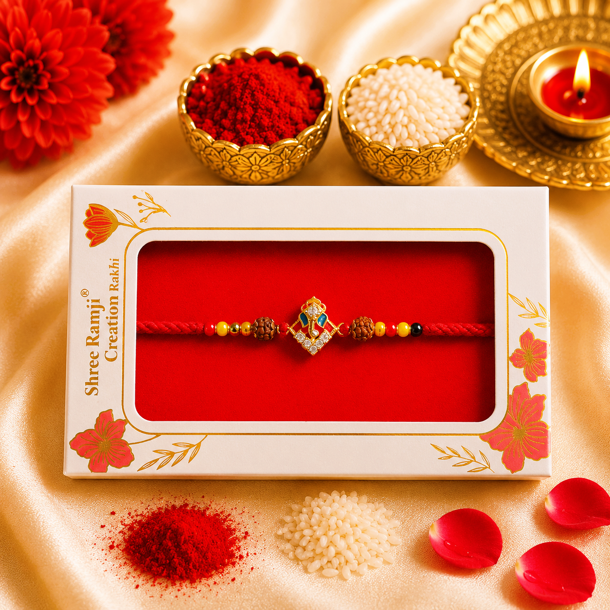 Premium Ganesha AD Stone Rakhi